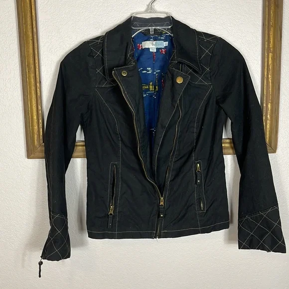 Boden Jackets Coats Boden Waxed Cotton Quilted Moto Denim